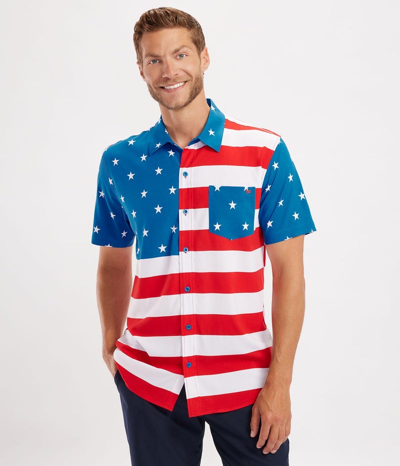 Tipsy Elves Red White and Blue American Flag Patriotic Button Down Shirt for Men Size X-Large - Image 2